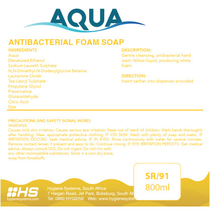 SSC-AQU-020 - AQUA FOAM SOAP ANTIBACTERIAL - 800ml x 6